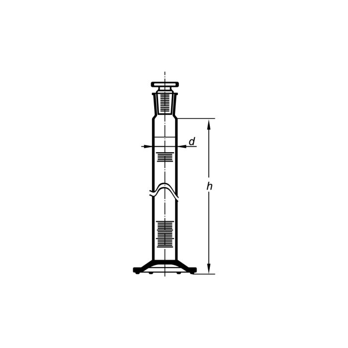 Cylindry miarowe wysokie, klasa A, z korkiem szklanym