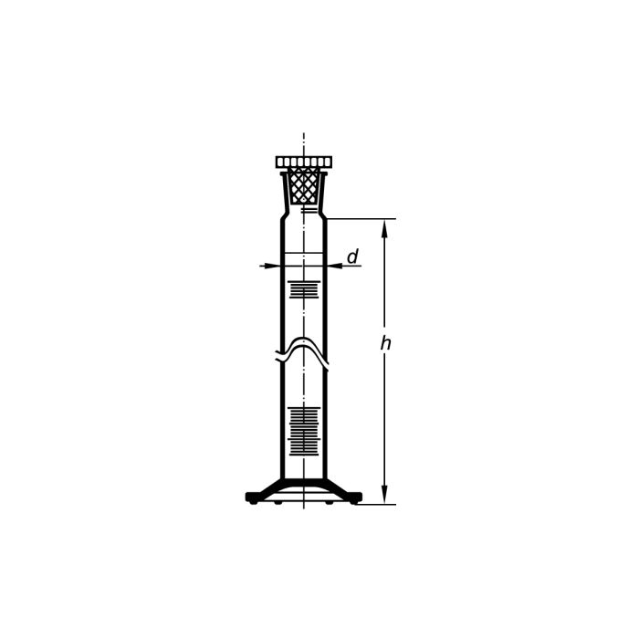 Cylindry miarowe wysokie, klasa B, z korkiem z PP