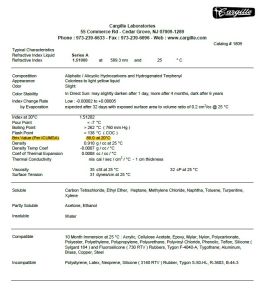 Certyfikat do wzorców refraktometrycznych olejowych ATAGO