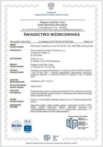 Świadectwo wzorcowania polarymetru 589 / 882nm